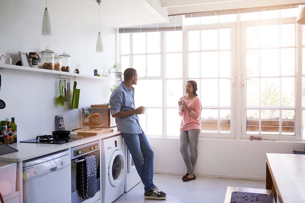 Young couple in home