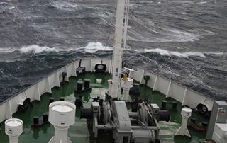 Bow of boat at sea