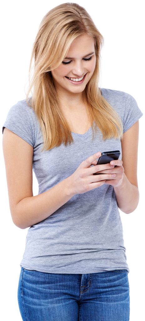 young woman sending text